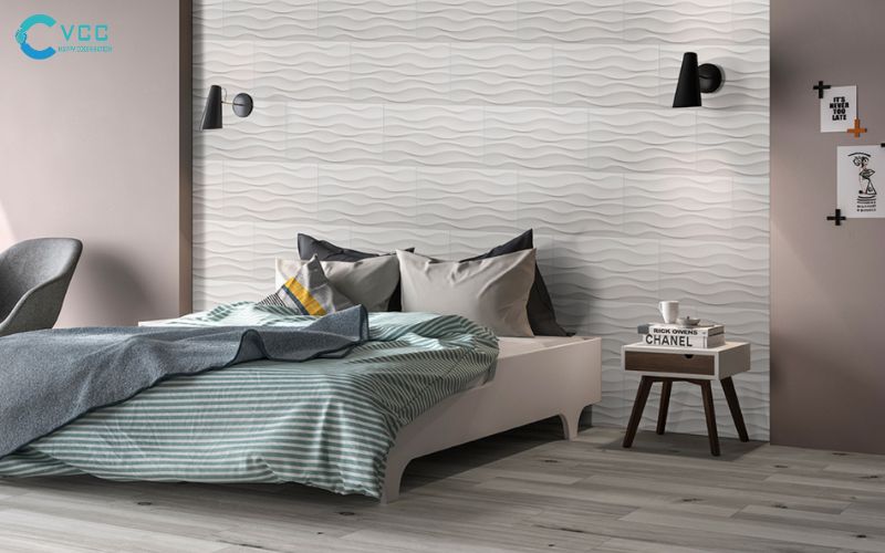 Gạch 3D tạo hiệu ứng sóng hiện đại, ấn tượng